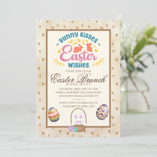 Moderne Waterverf Pasen Brunch Egg Hunt Kaart (Staand voorkant)