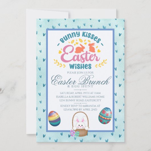 Moderne Waterverf Pasen Brunch Egg Hunt Kaart (Voorkant)