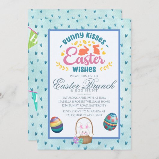 Moderne Waterverf Pasen Brunch Egg Hunt Kaart (Voorkant / Achterkant)