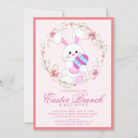 Moderne Waterverf Pasen Brunch Egg Hunt Kaart (Voorkant)