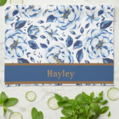 Moderne Waterverf Pastel Blauwe Bloemen Patroon Na Theedoek (Gevouwen)