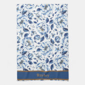 Moderne Waterverf Pastel Blauwe Bloemen Patroon Na Theedoek (Verticaal)
