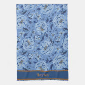 Moderne Waterverf Pastel Blue Flowers Patroonnaam Theedoek (Verticaal)