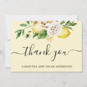 Moderne Waterverf Pastel Gele Lemons & Leaf Bedankkaart (Voorkant)