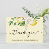 Moderne Waterverf Pastel Gele Lemons & Leaf Bedankkaart (Staand voorkant)