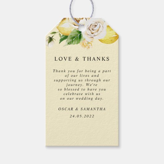 Moderne Waterverf Pastel Gele Lemons & Leaf Cadeaulabel (Voorkant)