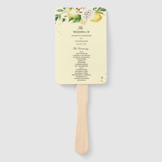 Moderne Waterverf Pastel Gele Lemons & Leaf Handwaaier (Voorkant)