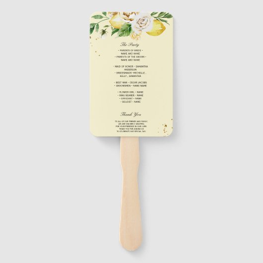 Moderne Waterverf Pastel Gele Lemons & Leaf Handwaaier (Achterkant)