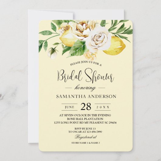 Moderne Waterverf Pastel Gele Lemons & Leaf Inv Kaart (Voorkant)