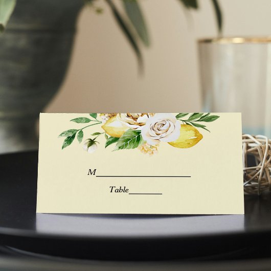 Moderne Waterverf Pastel Gele Lemons & Leaf Plaatskaartje