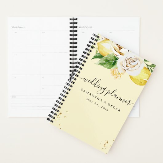 Moderne Waterverf Pastel Gele Lemons & Leaf Planner (Display)
