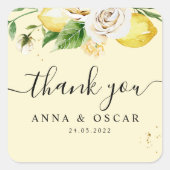 Moderne Waterverf Pastel Gele Lemons & Leaf Vierkante Sticker (Voorkant)