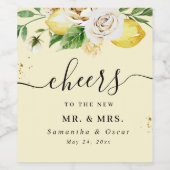 Moderne Waterverf Pastel Gele Lemons & Leaf Wijn Etiket (Enkel label)