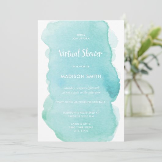 Moderne Waterverf Pastel Mint Groen Virtual Kaart (Staand voorkant)