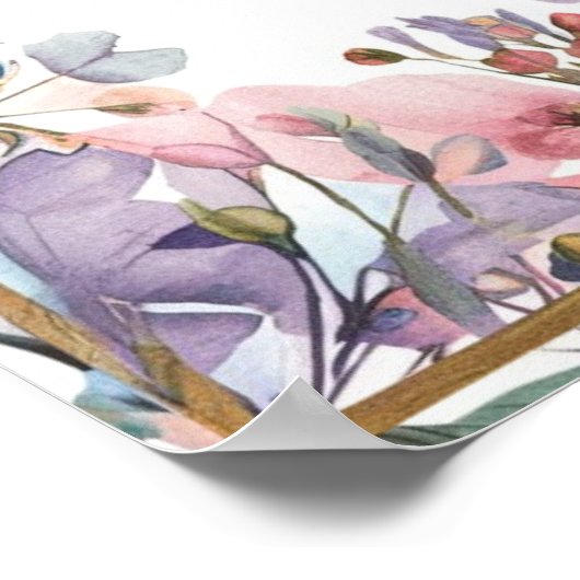 Moderne waterverf pastel paarse roze wilde bloem # poster (Hoek)