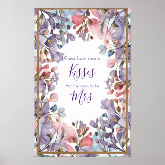Moderne waterverf pastel paarse roze wilde bloem # poster (Voorkant)