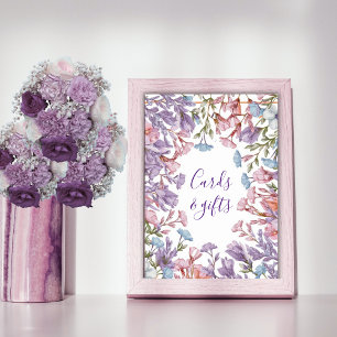 Moderne waterverf pastel paarse roze wilde bloem # poster