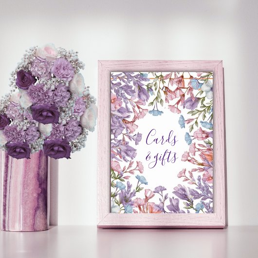 Moderne waterverf pastel paarse roze wilde bloem # poster