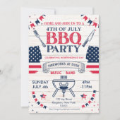 Moderne Waterverf Patriottische 4 juli BBQ Kaart (Voorkant)