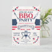 Moderne Waterverf Patriottische 4 juli BBQ Kaart (Staand voorkant)