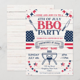Moderne Waterverf Patriottische 4 juli BBQ Kaart