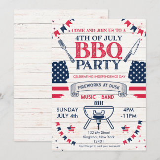 Moderne Waterverf Patriottische 4 juli BBQ Kaart