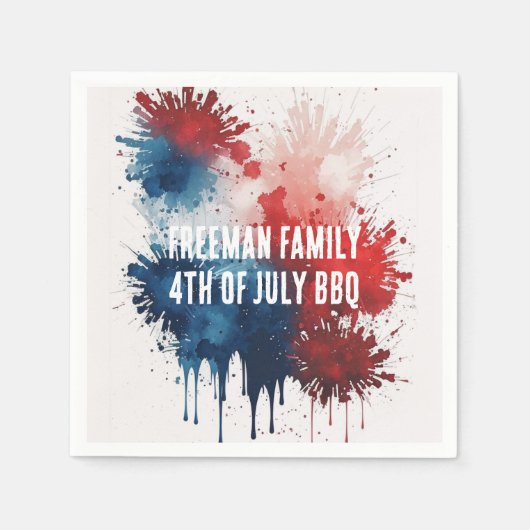 Moderne Waterverf Patriottische 4 juli BBQ Party Servet (Voorkant)
