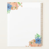 Moderne Waterverf peach en Blue Floral Wedding Planner (Achterkant)