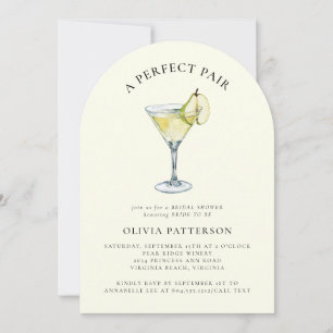 Moderne Waterverf Pear Martini Vrijgezellenfeest Kaart