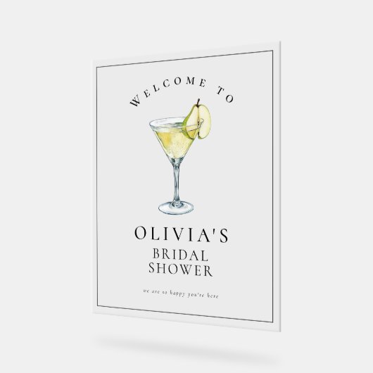 Moderne Waterverf Pear Martini Vrijgezellenfeest S Acryl Bord (Hoek)