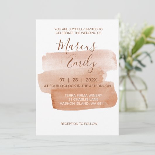 Moderne Waterverf penseelminiatuur huwelijk Kaart (Staand voorkant)