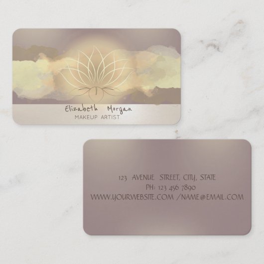 Moderne Waterverf penseelstreek Lotus Flower Visitekaartje (Voorkant / Achterkant)