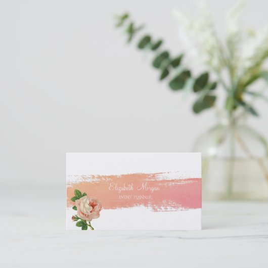 Moderne Waterverf penseelstreek, Roos Visitekaartje (Staand voorkant)