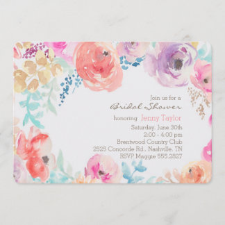 Moderne Waterverf Peonies Bridal Shower Kaart