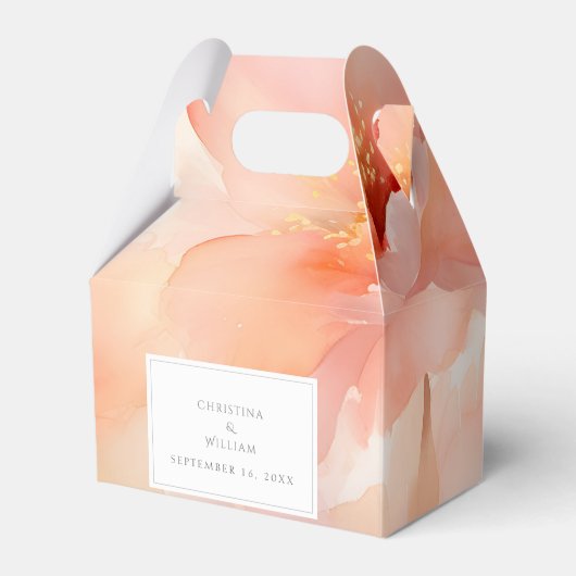 Moderne Waterverf Perzik Bloem Bruiloft Bedankdoosjes (Voorkant Zijde)