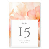 Moderne Waterverf Perzik Bloem Bruiloft Kaart (Achterkant)