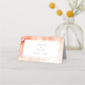 Moderne Waterverf Perzik Bloemen Trouwtafel Plaatskaartje (Achterkant)