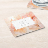 Moderne Waterverf Perzik Bloemenbruiloft Kartonnen Onderzetters (Schuin)