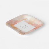 Moderne Waterverf Perzik Bloemenbruiloft Papieren Bordje (Gebogen)