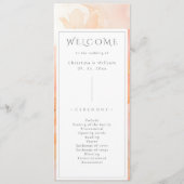 Moderne Waterverf Perzik Bloemenbruiloft Programmakaart (Voorkant)