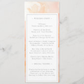 Moderne Waterverf Perzik Bloemenbruiloft Programmakaart (Achterkant)