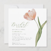 Moderne Waterverf perzik tulp Vrijgezellenfeest Kaart (Voorkant)