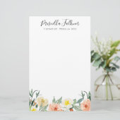 Moderne Waterverf perzikbloemen Briefpapier (Staand voorkant)