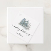 Moderne waterverf pijnbomen kerstcadeau label (In situ)