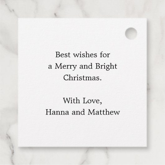 Moderne waterverf pijnbomen kerstcadeau label (Achterkant)