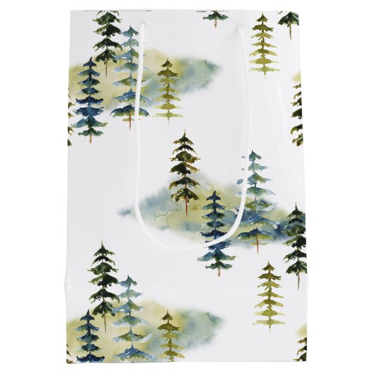 Moderne Waterverf pijnboombos Medium Cadeauzakje (Achterkant)