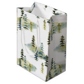 Moderne Waterverf pijnboombos Medium Cadeauzakje (Achterkant Gekanteld)