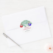 Moderne Waterverf Pine Boughs Festive Kerstmis Ronde Sticker (Envelop)