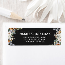 Moderne Waterverf Pine Greenery Vrolijk Kerstfeest Etiket