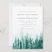 Moderne Waterverf Pine Tree Forest Country Wedding Kaart (Voorkant)